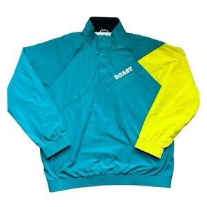 BOAST Windbreaker Pullover Jacket sz XXL Turquoise/Yellow Polyester Lined